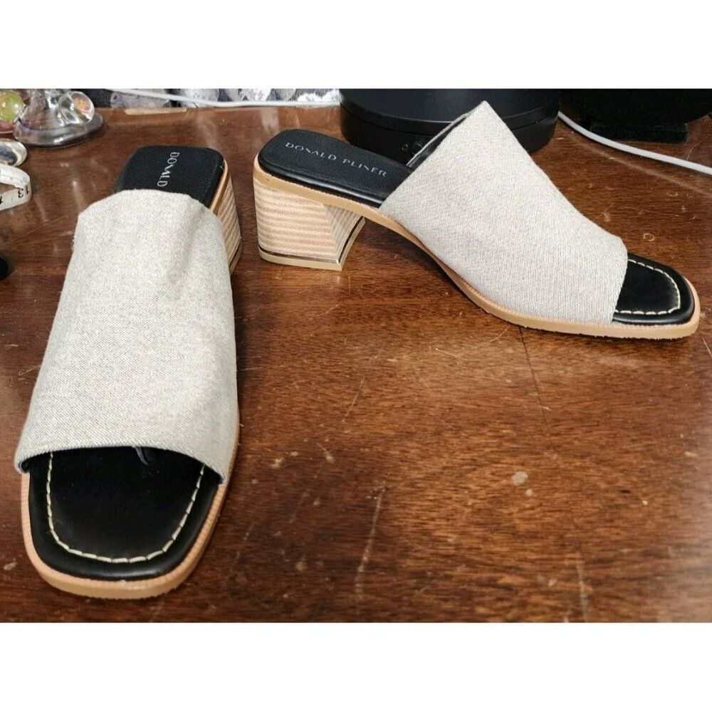 Donald Pliner Women's Haze Stretch Fabric Slip On Heeled Sandal Size 11